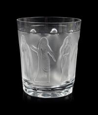 A Set of Four Lalique Femmes Tumblers and a Lalique Honfleur Dish
