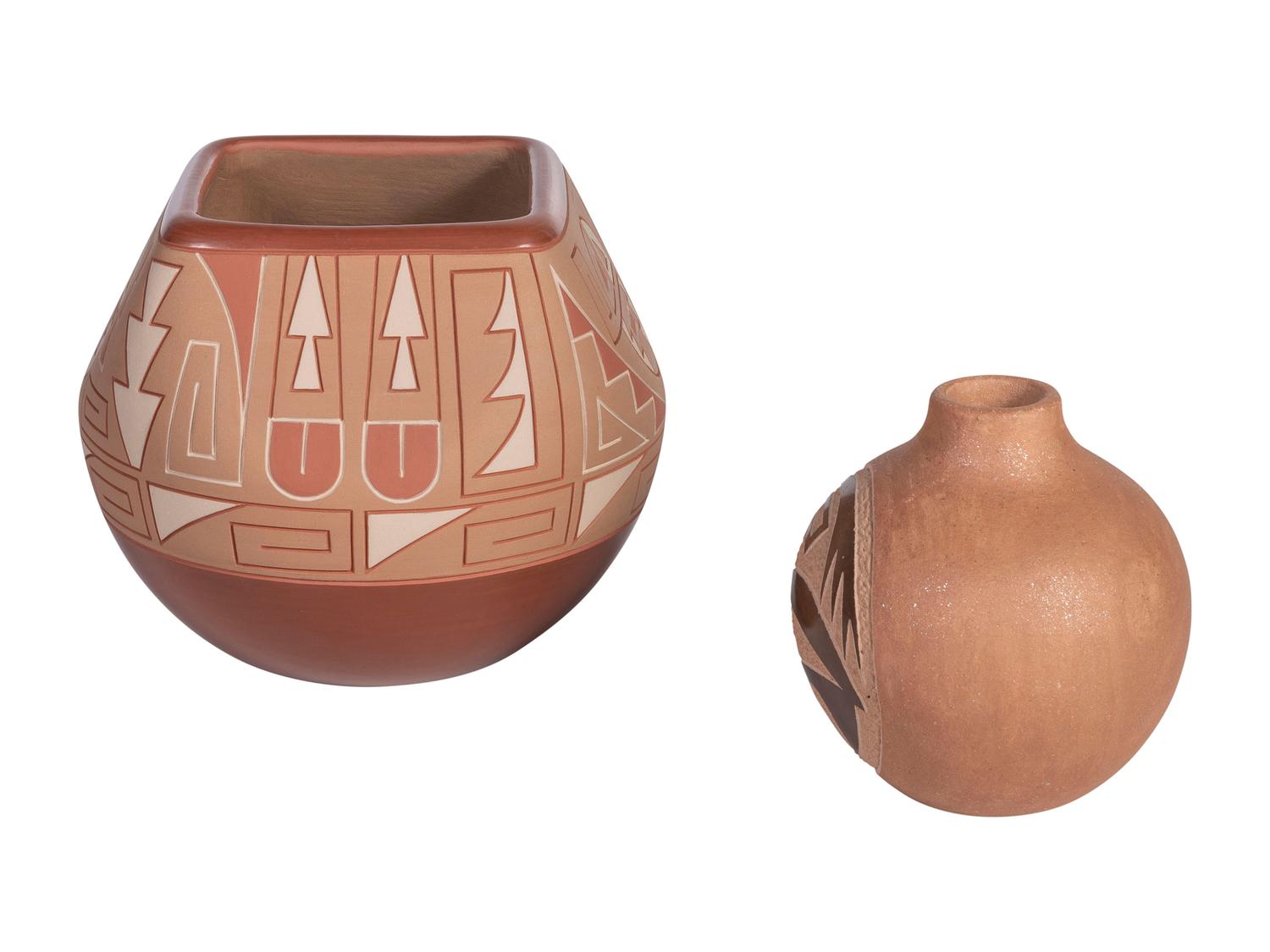 Santa Clara and San Ildefonso Pottery Jars