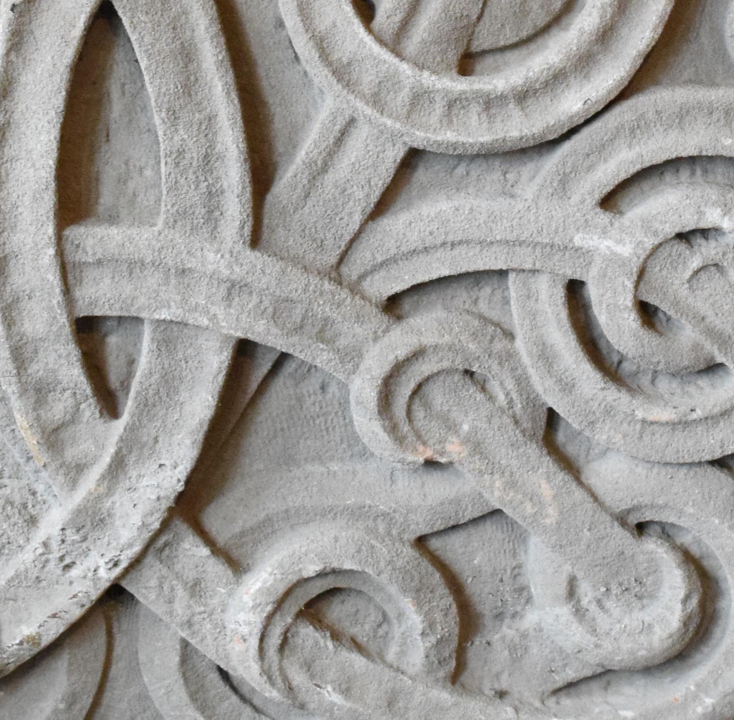 A Monumental Carved Limestone Pediment 80" W x 4.5" D x 62" H — United States, Circa 1880