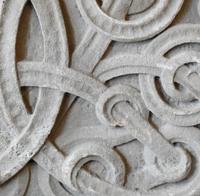 A Monumental Carved Limestone Pediment 80" W x 4.5" D x 62" H — United States, Circa 1880