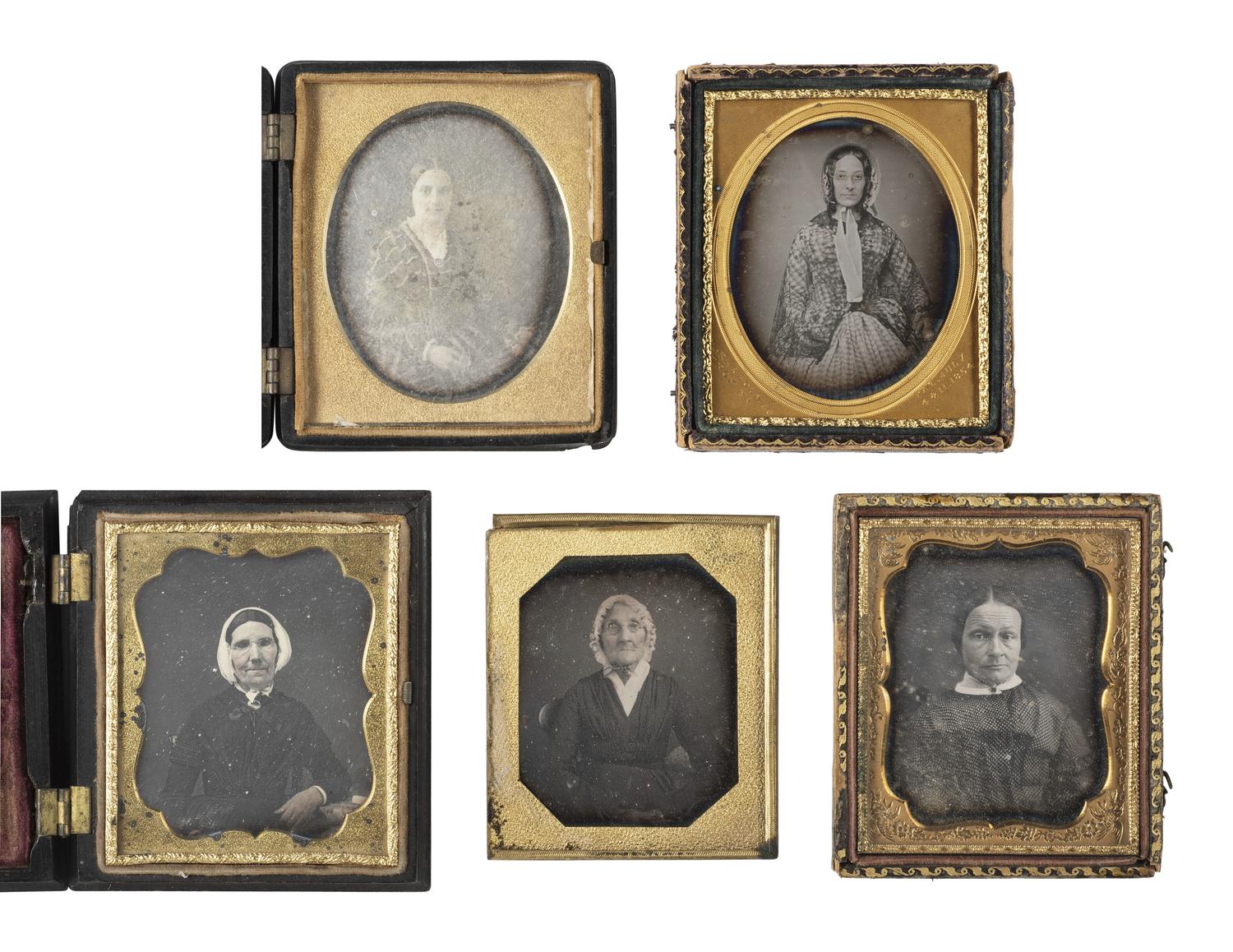 [EARLY PHOTOGRAPHY]. 30 sixth plate daguerreotypes of serious women of varying ages.