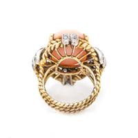 ANGEL SKIN CORAL AND DIAMOND RING