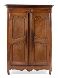 A Louis XV Provincial Walnut Armoire Height 77 x width 51 1/2 x depth 19 inches. — LATE 18TH CENTURY