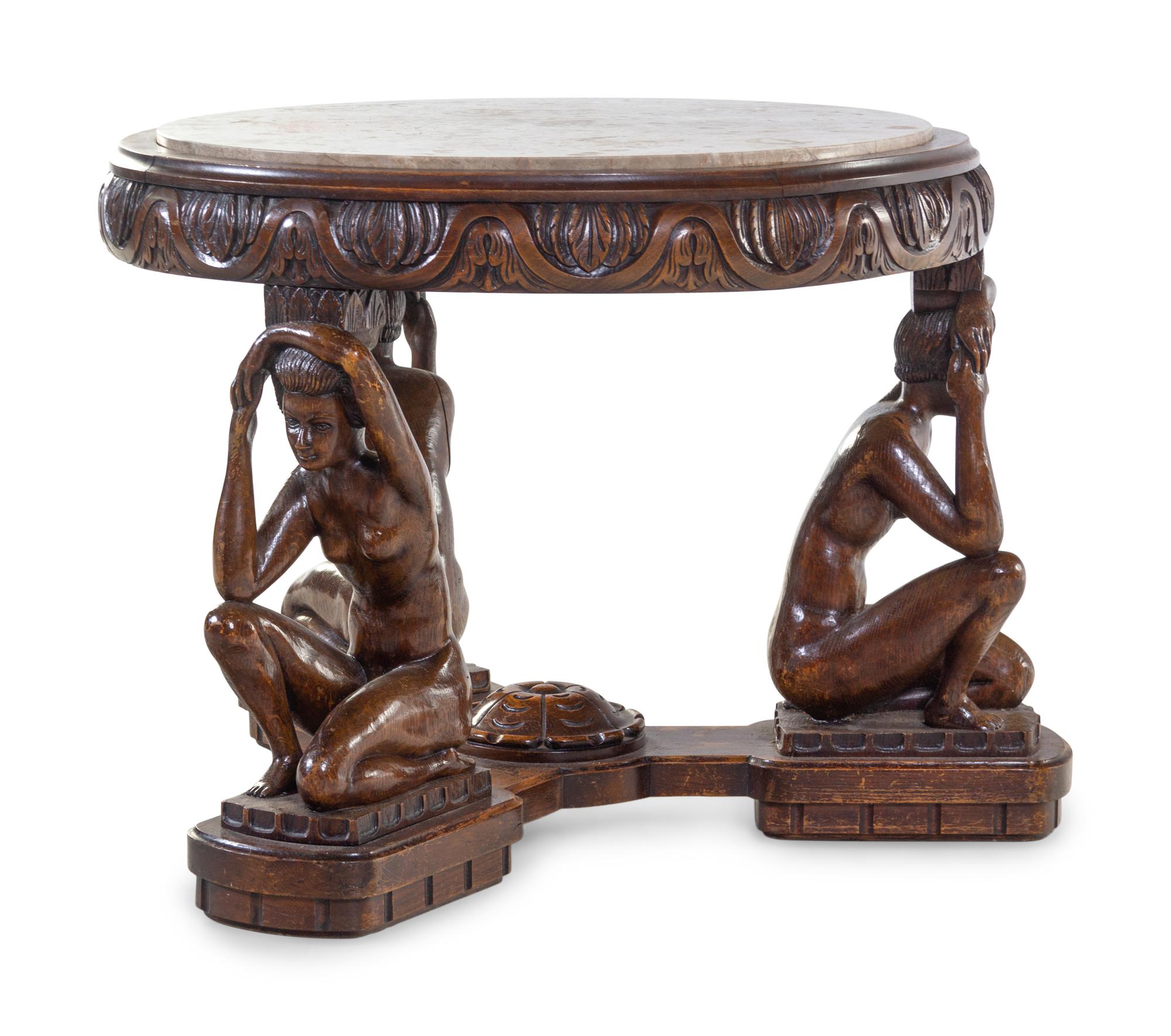 A Northern European Oak Figural Table