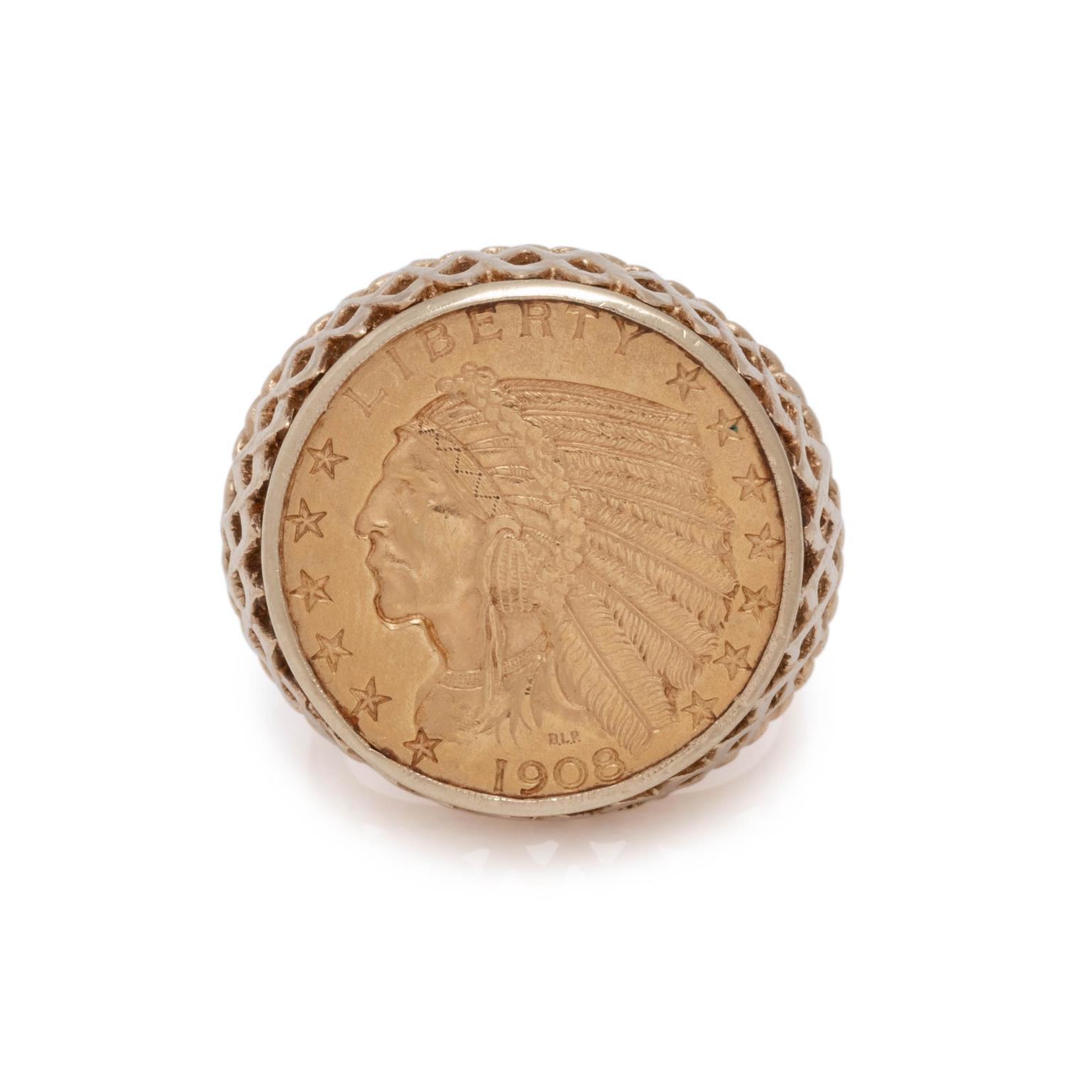 YELLOW GOLD AND COIN RING