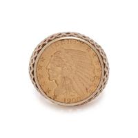 YELLOW GOLD AND COIN RING