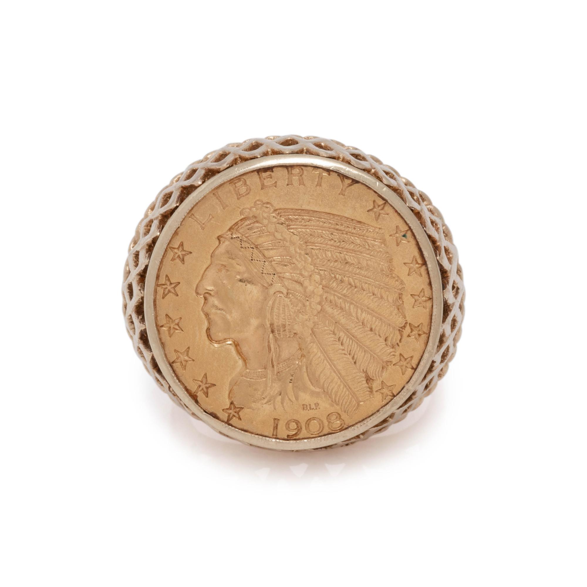 YELLOW GOLD AND COIN RING