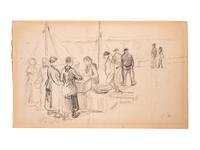 Peasant Woman , late 1880s, and Quayside Scene , 1903 (two works)