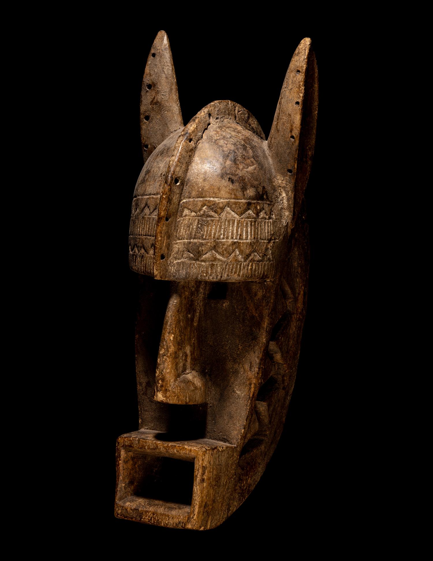 Two Bamana Kore Society Wood Masks