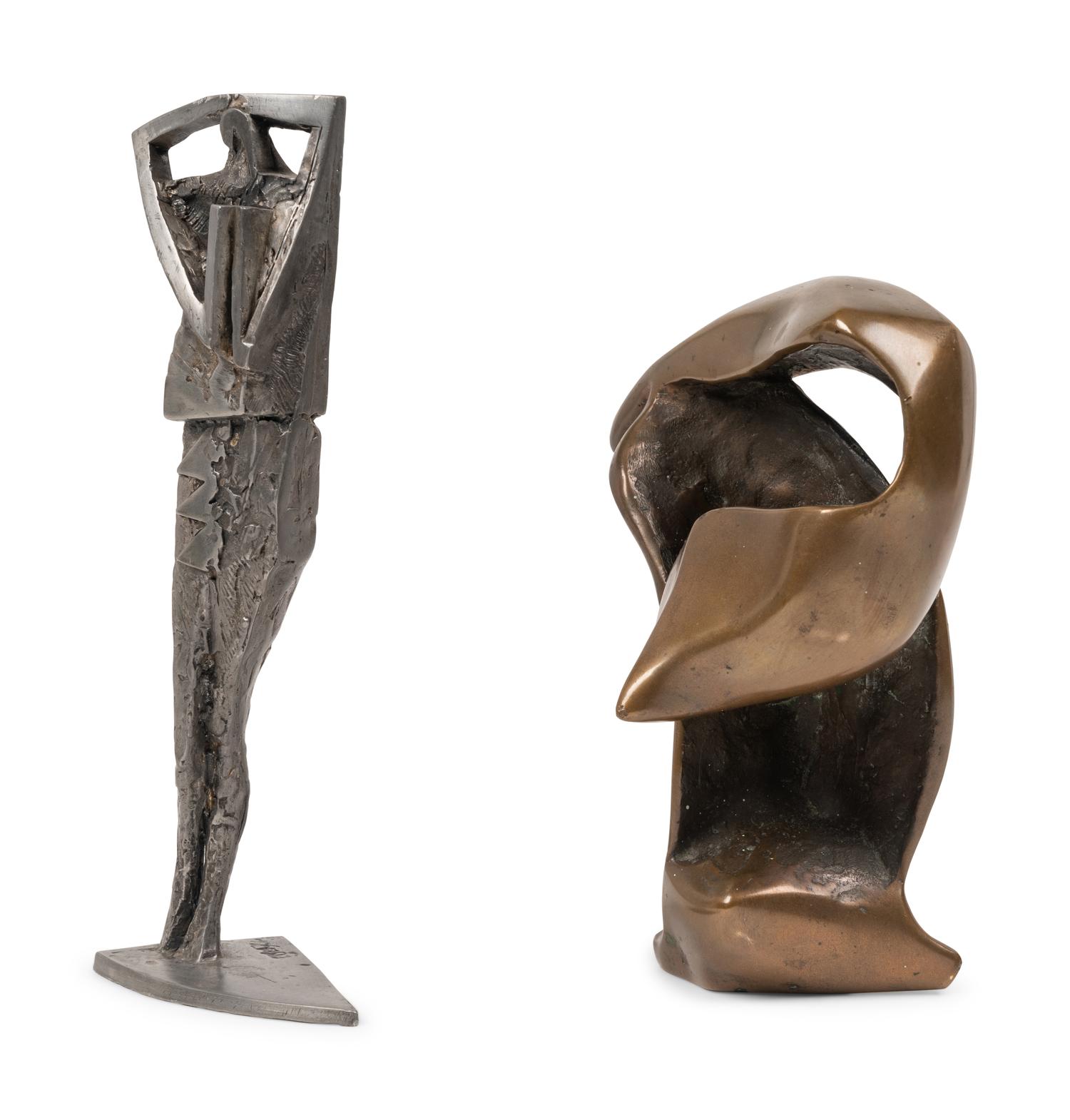 A Brass Easel and a Steel Occasional Table