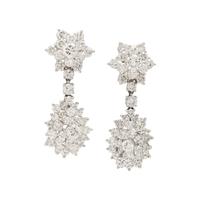 Diamond and Platinum Pendant Earrings