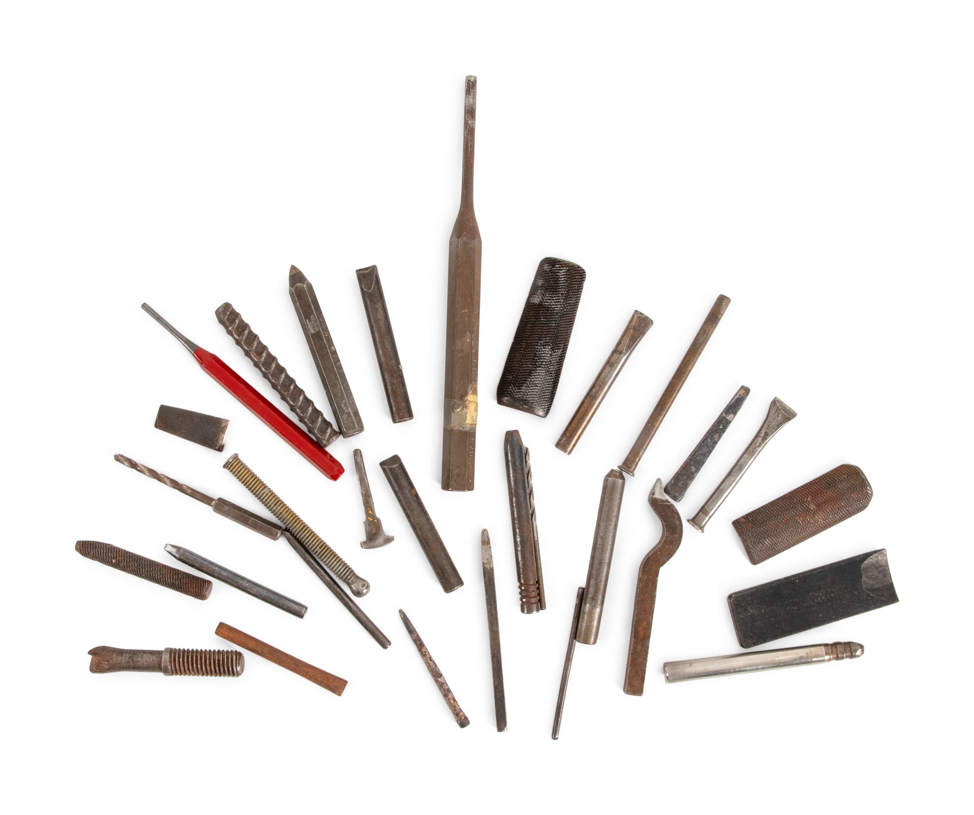 Collection of Jesse Monongya's Personal Silver Stamps and Hand Tools