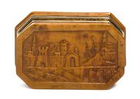 A English Carved Wood and Gilt Silver Mounted Box, Width 4 3/8 inches.