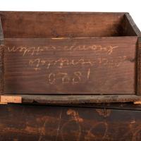 A Queen Anne Cherrywood and Maple Flat Top High Chest with Cornice Drawer