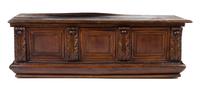 An Italian Walnut Cassone Height 19 x width 58 x depth 19 inches. — 19TH CENTURY WITH EARLIER ELEMENTS