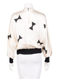 Ellena Hand-Painted Silk Satin Blouse, 1970-80s