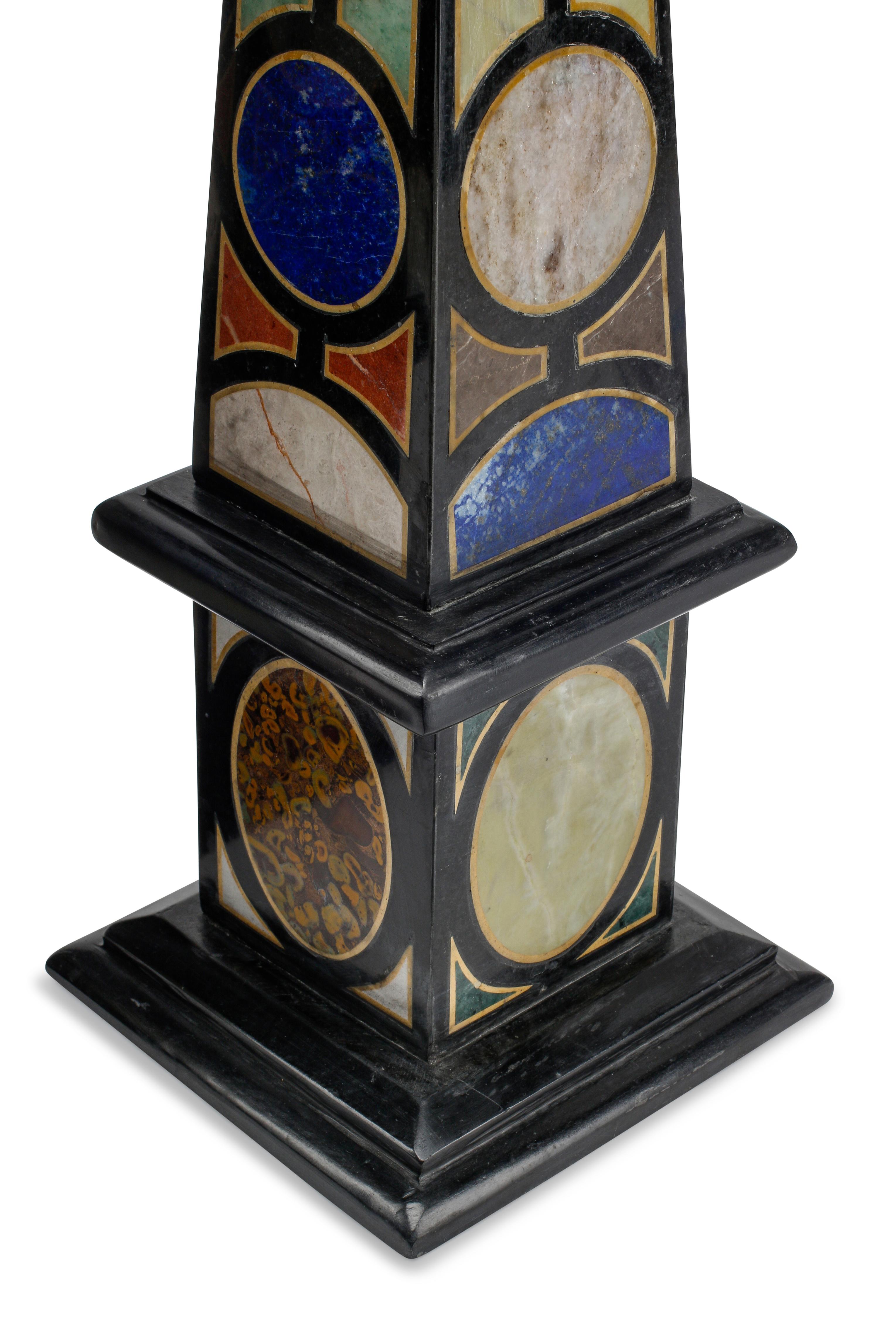 A Pair of Italian Grand Tour Style Specimen Marble Obelisks