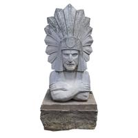 A Monumental Terra Cotta Native American Bust from the Chicago Merchandise Mart 37.5" W x 38" D x 90" H — United States, Circa 1930