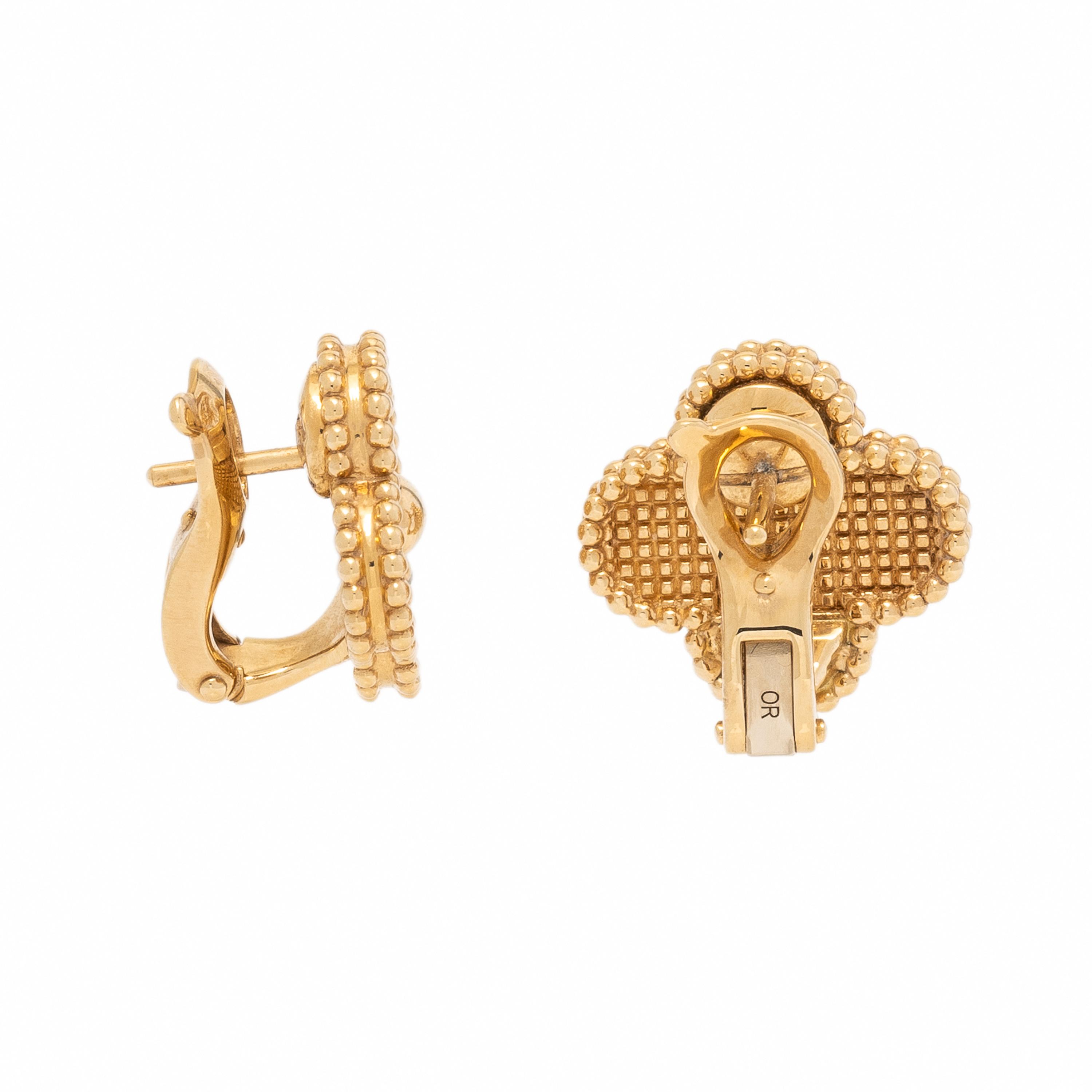 Van Cleef & Arpels, Yellow Gold 'Vintage Alhambra' Earrings