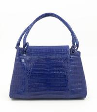 A Nancy Gonzalez Blue Columbian Crocodile Handbag, 13" x 9" x 2.75"; Handle drop: 7".