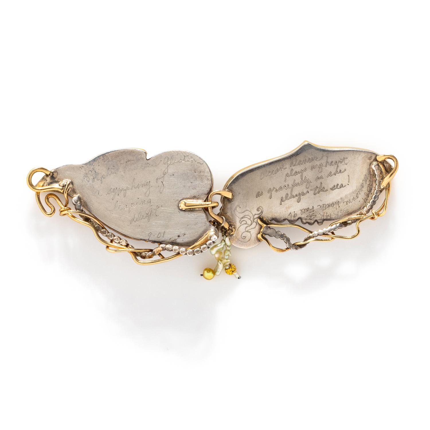 MARIANNE HUNTER, GOLD, SILVER, PEARL, AND ENAMEL NECKLACE