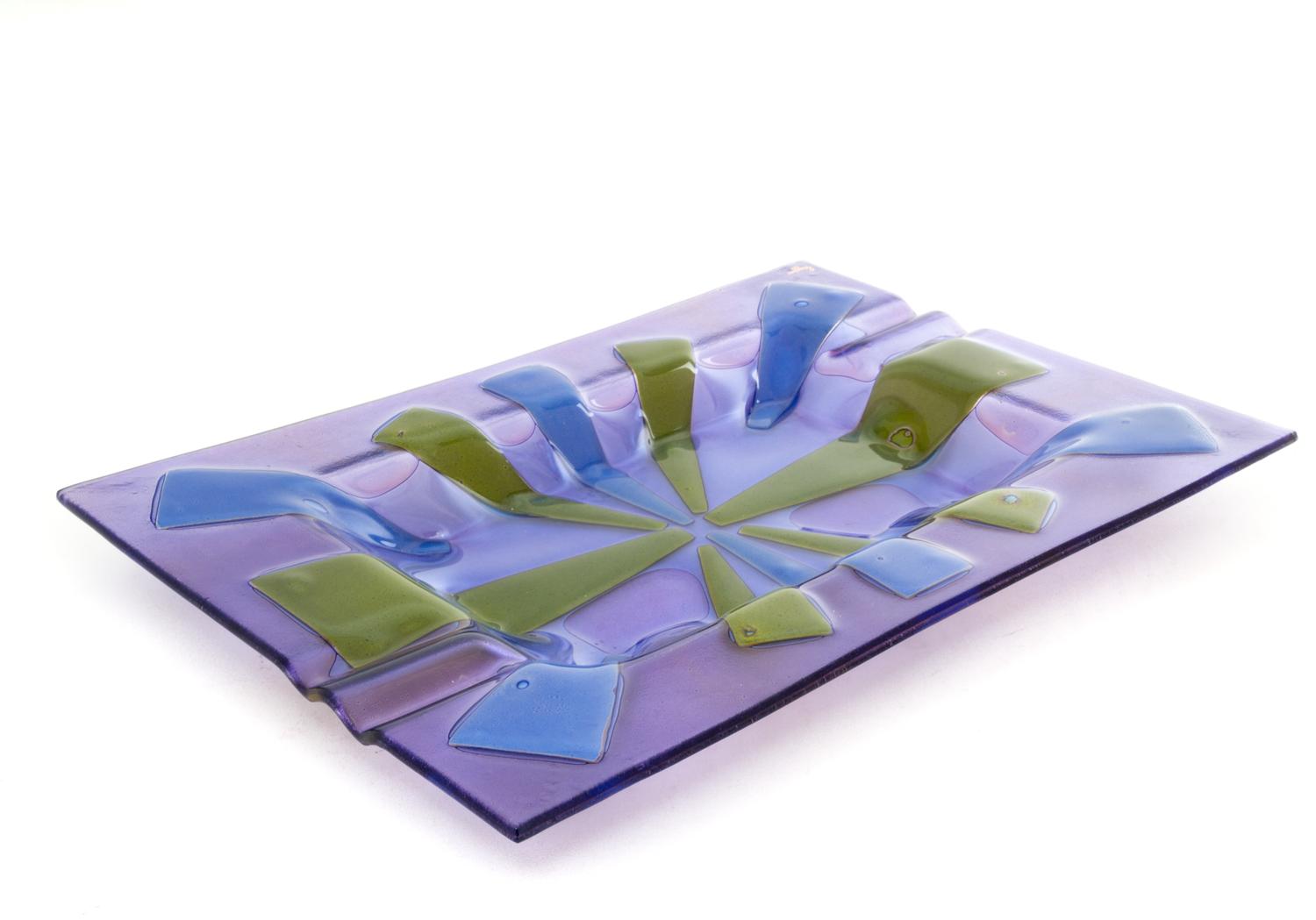 An American Studio Glass Tray, Higgins Width 13 7/8 inches.