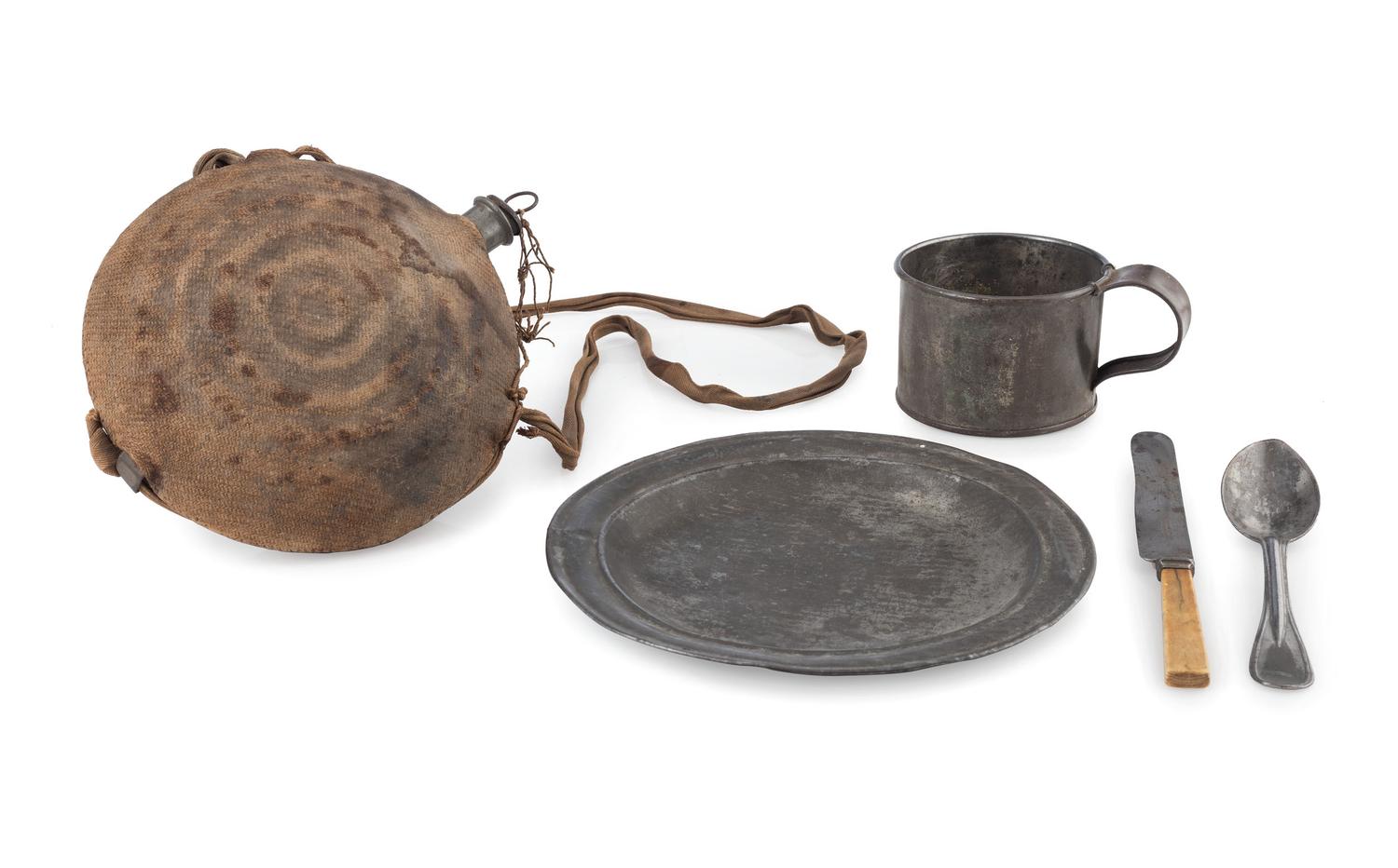 A group of items identified to Private William H. Shaver, Battery M, 2nd Pennsylvania Heavy Artillery, highlighted by war-date tintypes, CDVs, and army mess gear.