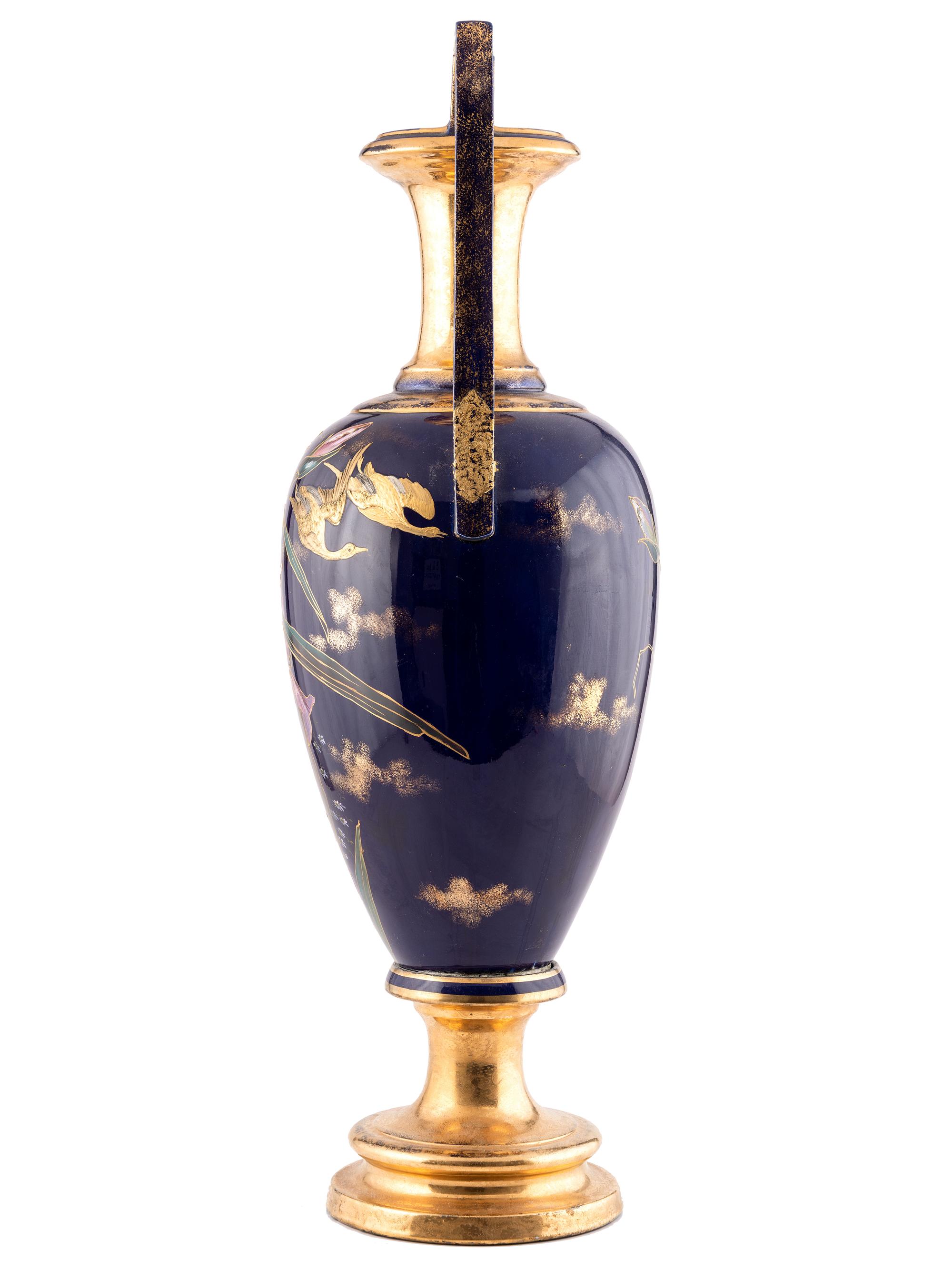 An Art Nouveau Parcel Gilt and Polychrome Decorated Vase