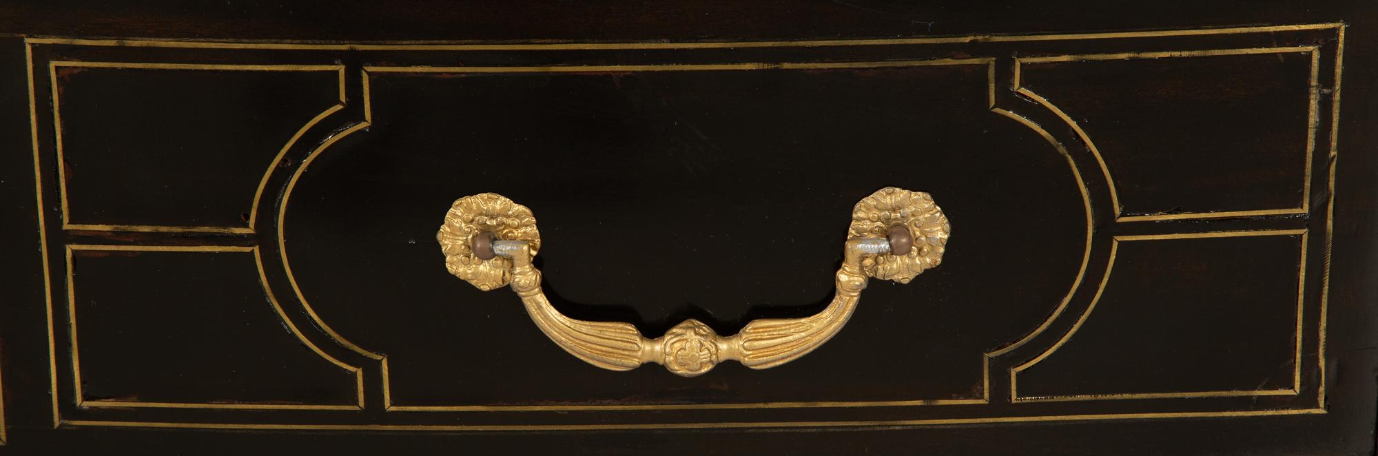 A Regence Style Ebonized and Brass Inlaid Three-Drawer Commode — 20th Century