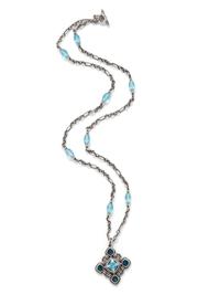 DAVID YURMAN, STERLING SILVER AND BLUE TOPAZ PENDANT/NECKLACE