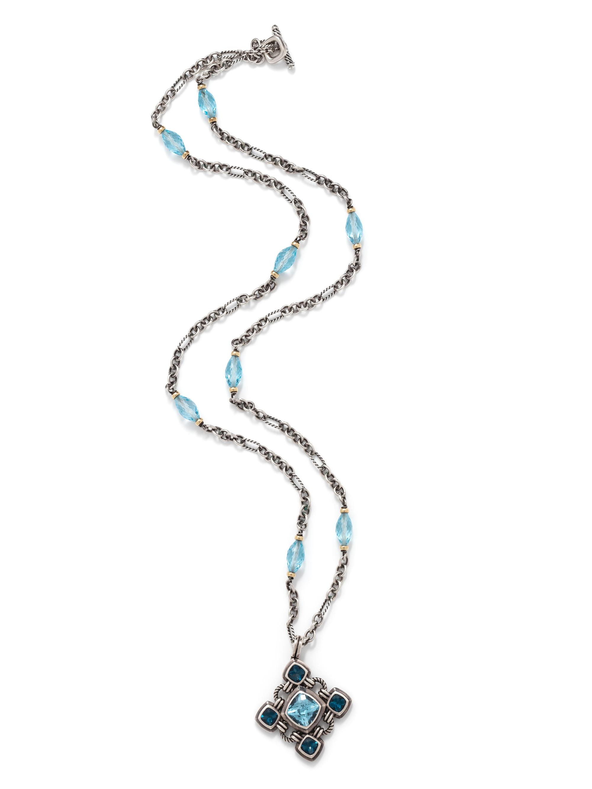 DAVID YURMAN, STERLING SILVER AND BLUE TOPAZ PENDANT/NECKLACE