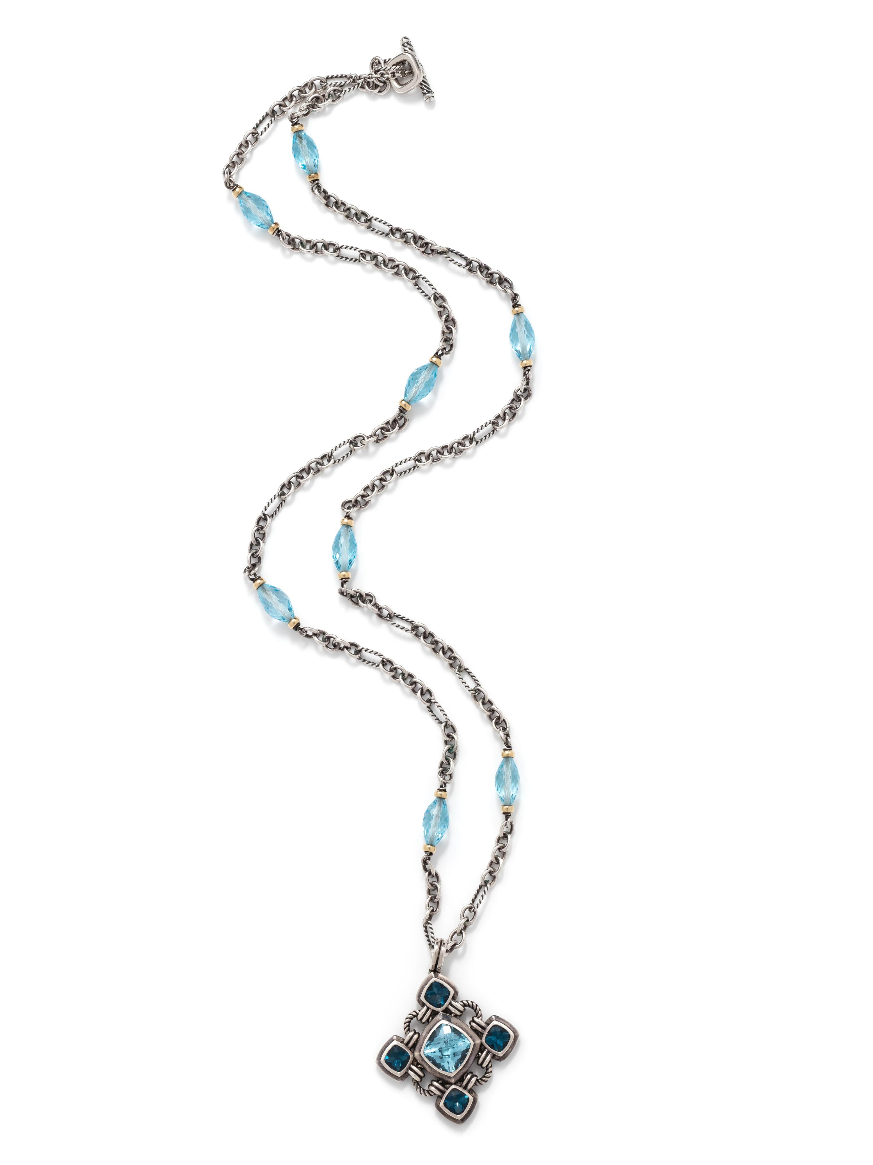 DAVID YURMAN, STERLING SILVER AND BLUE TOPAZ PENDANT/NECKLACE