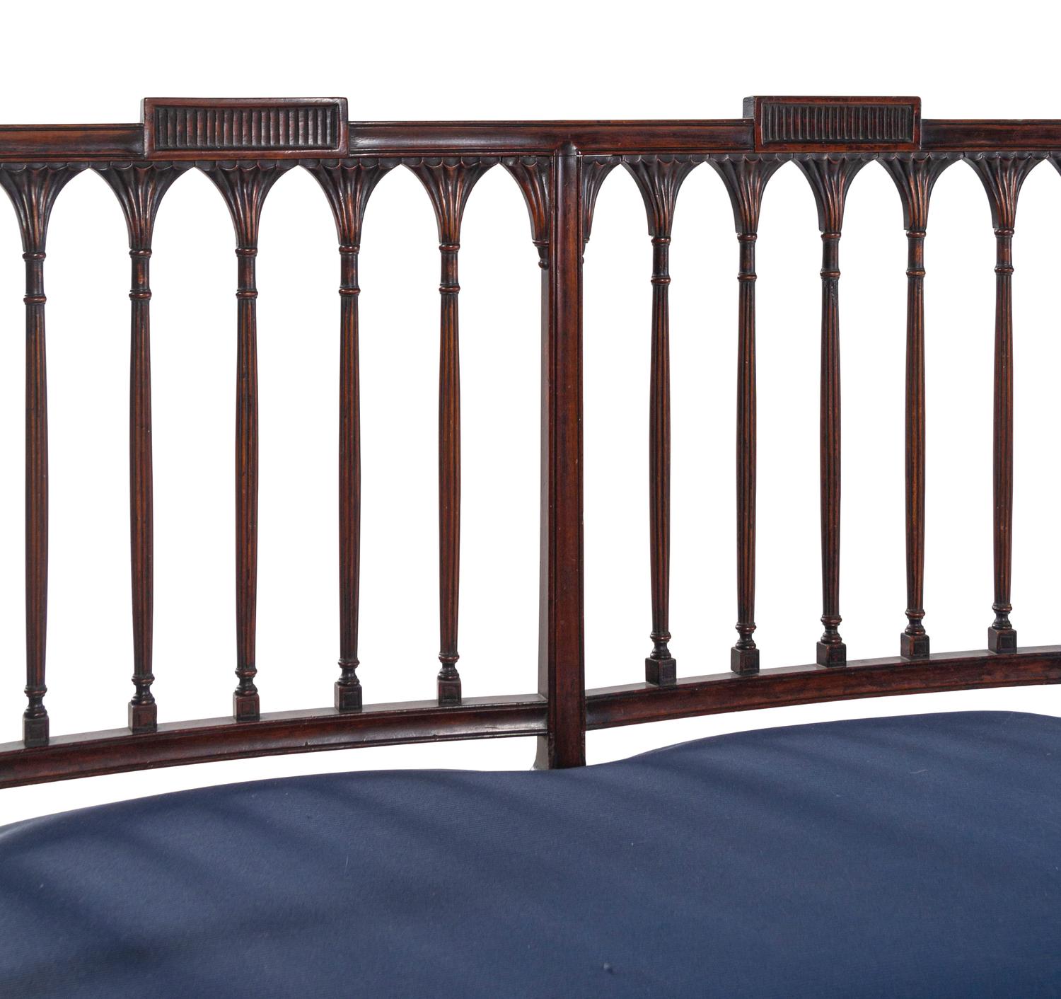 A Rare Federal Carved Mahogany Double Chair Back Settee