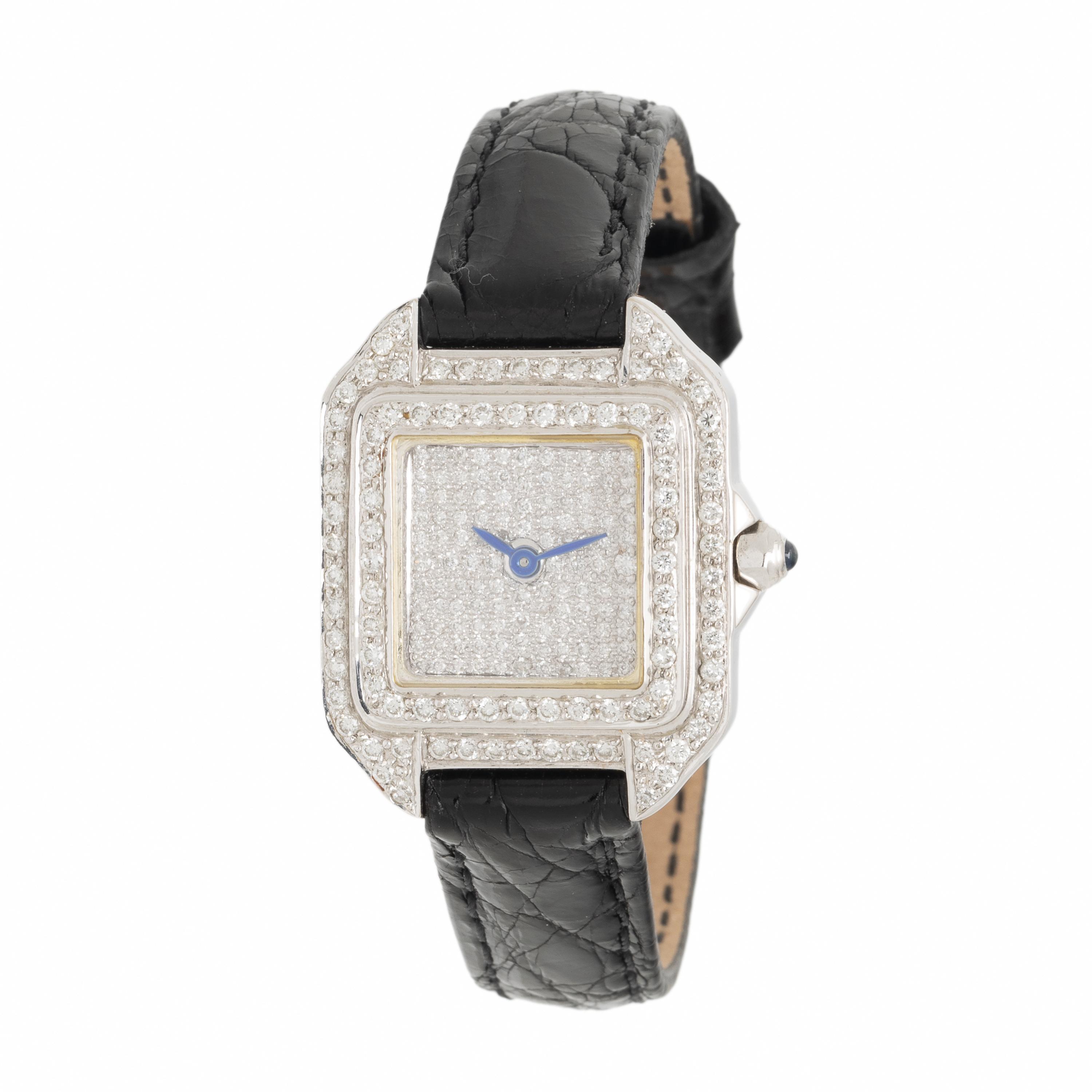 18K White Gold and Pavé Diamond Watch