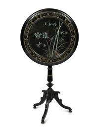 A Victorian Abalone Inlaid Papier Mache Table