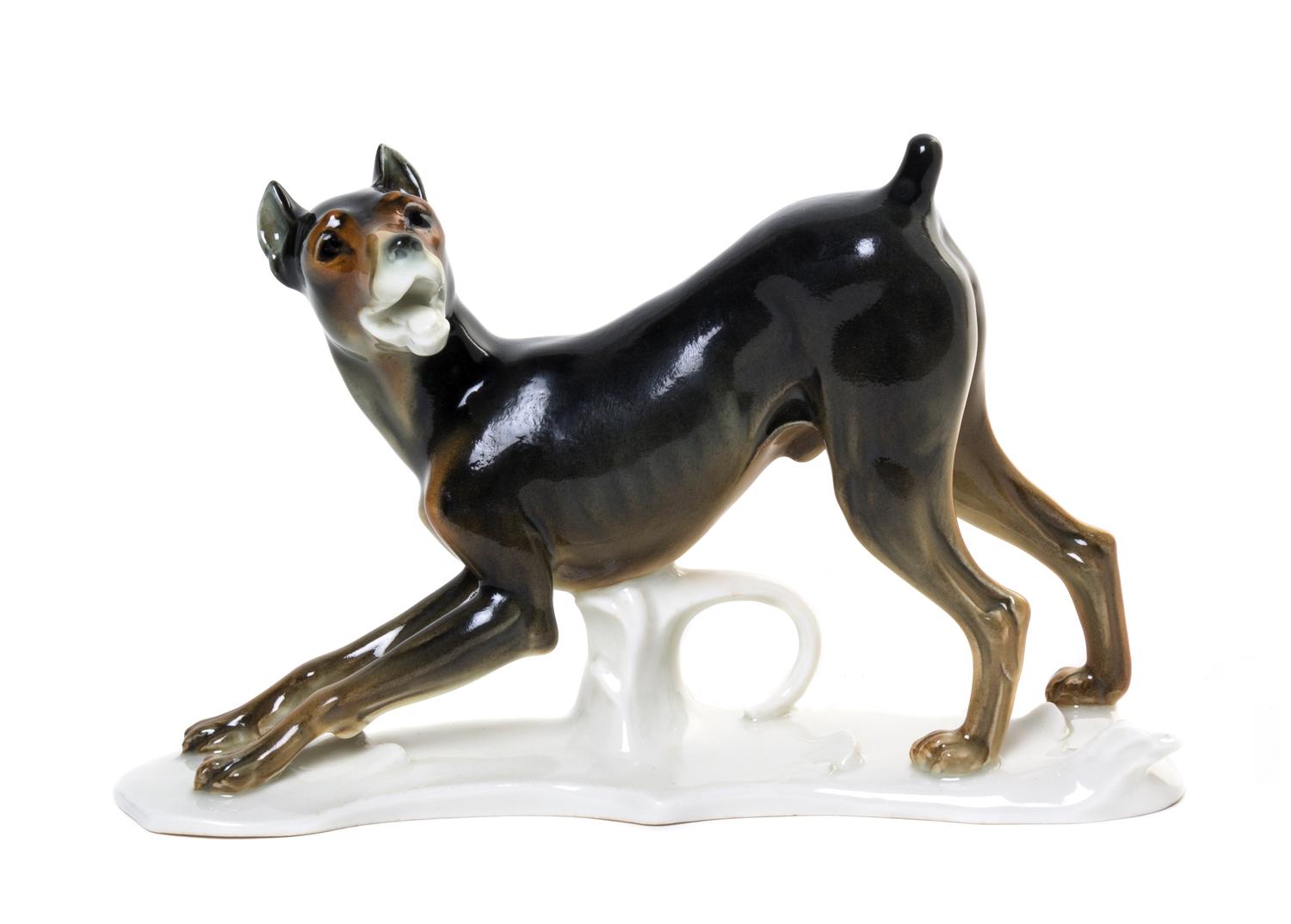 A Volkstedt Porcelain Figure, Karl Ens, Width 8 3/4 inches.