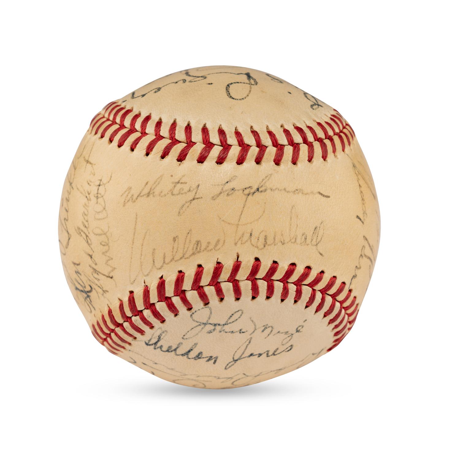 A 1947 New York Giants Team Signed Autograph Baseball (Auction Letter),