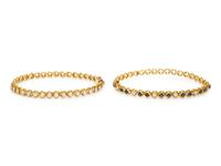 PAIR OF DIAMOND, SAPPHIRE, AND YELLOW GOLD BANGLE BRACELETS