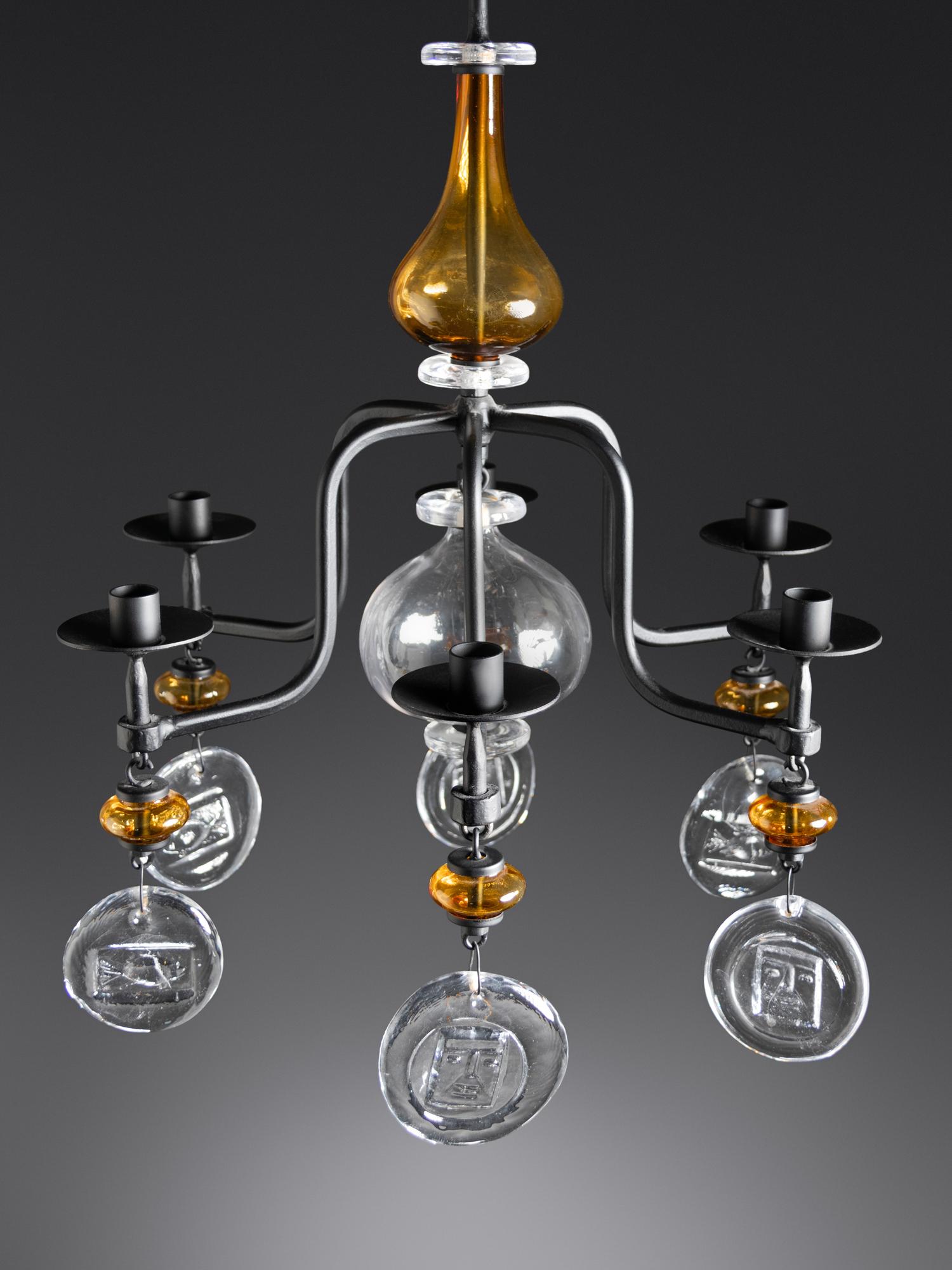 Chandelier Boda Glasbruk/Boda Smide, Sweden
