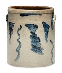 A Rare William Amphlett Cobalt Decorated Three-Gallon Crock