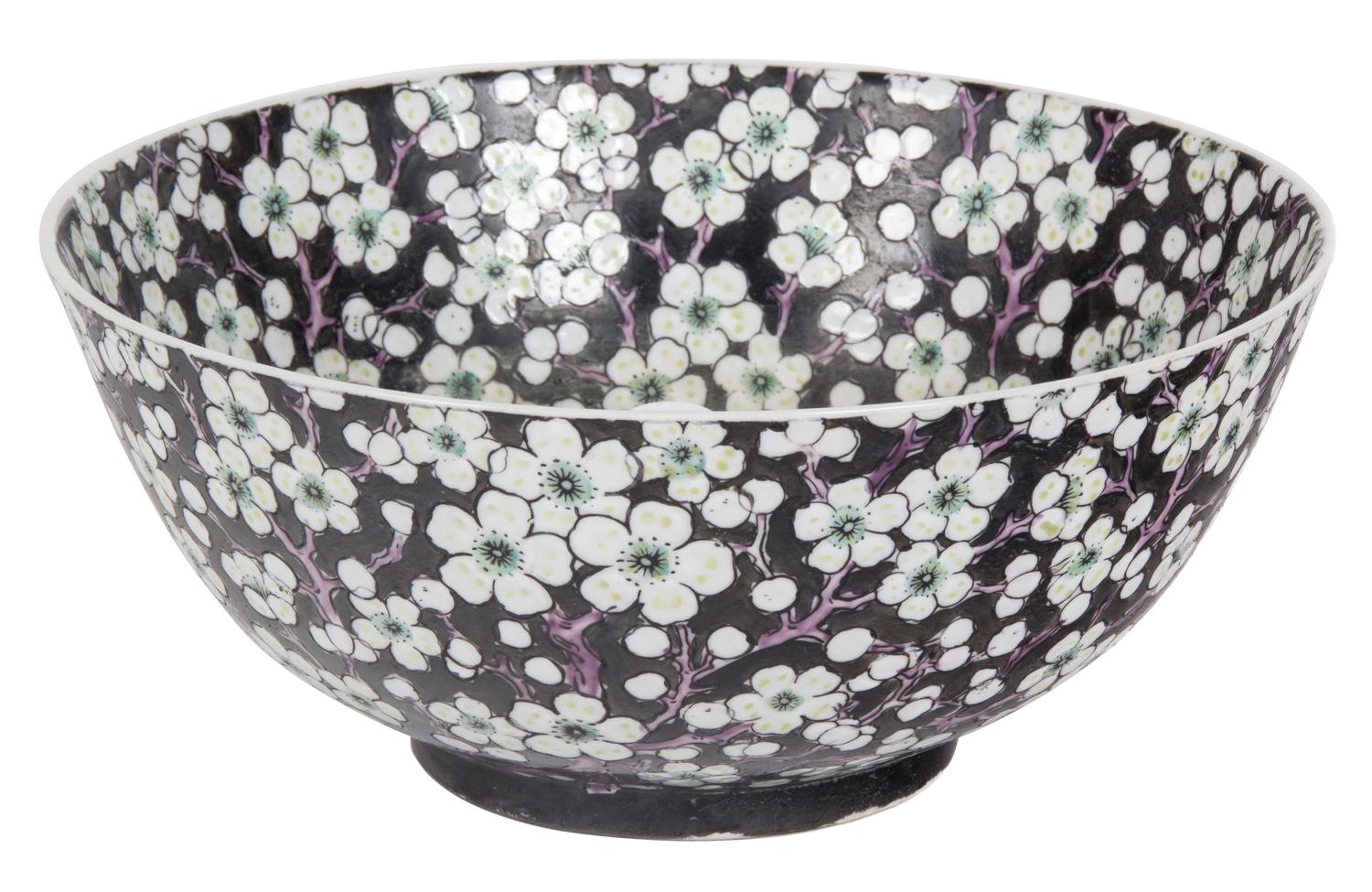A Chinese Famille Noir Porcelain Bowl Diameter 10 1/4 inches.