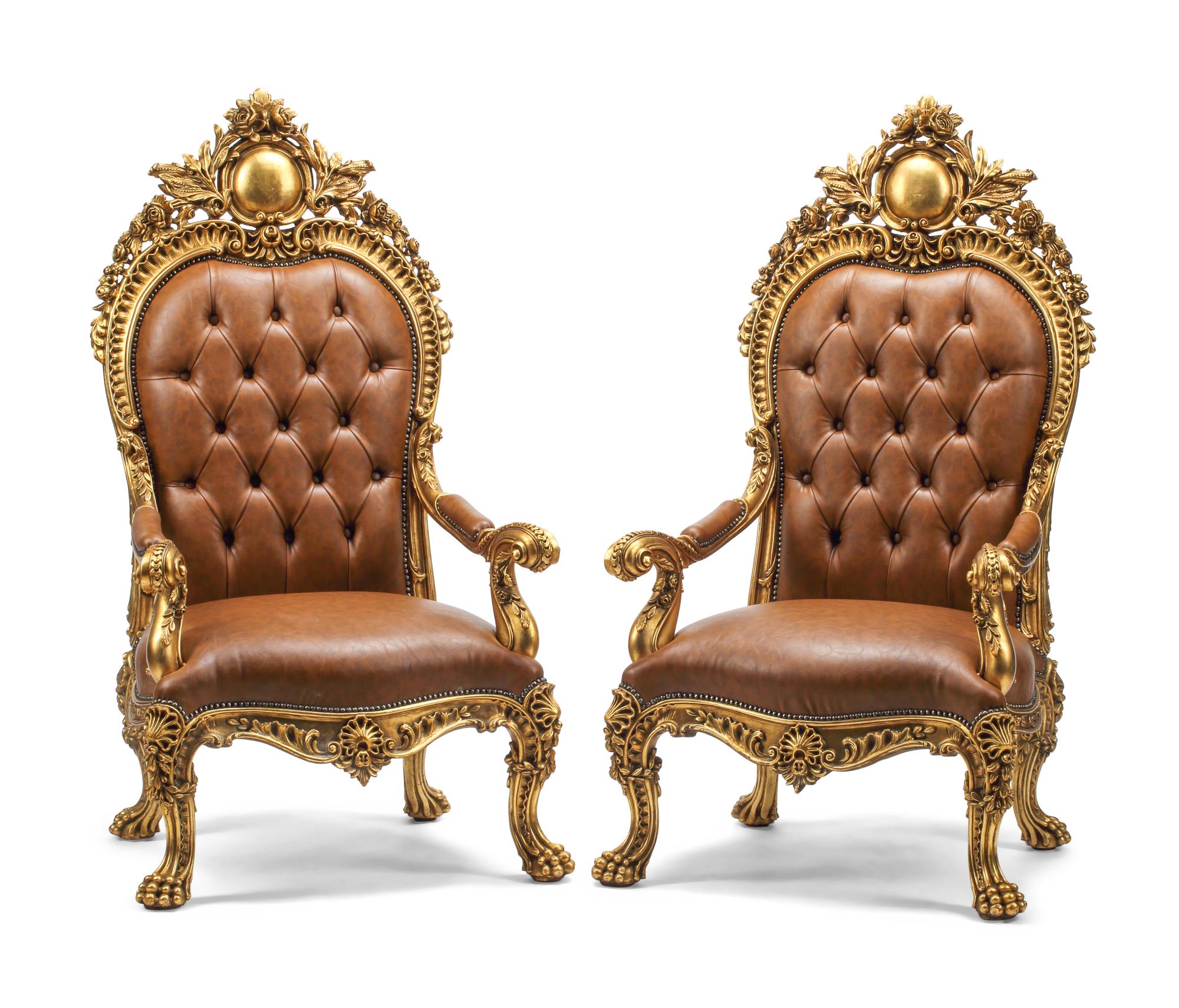 A Pair of Régence Style Giltwood Fauteuils