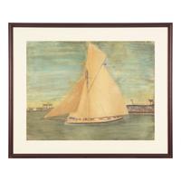 American School 19th / 20th Century, A Drawing of an American Sloop