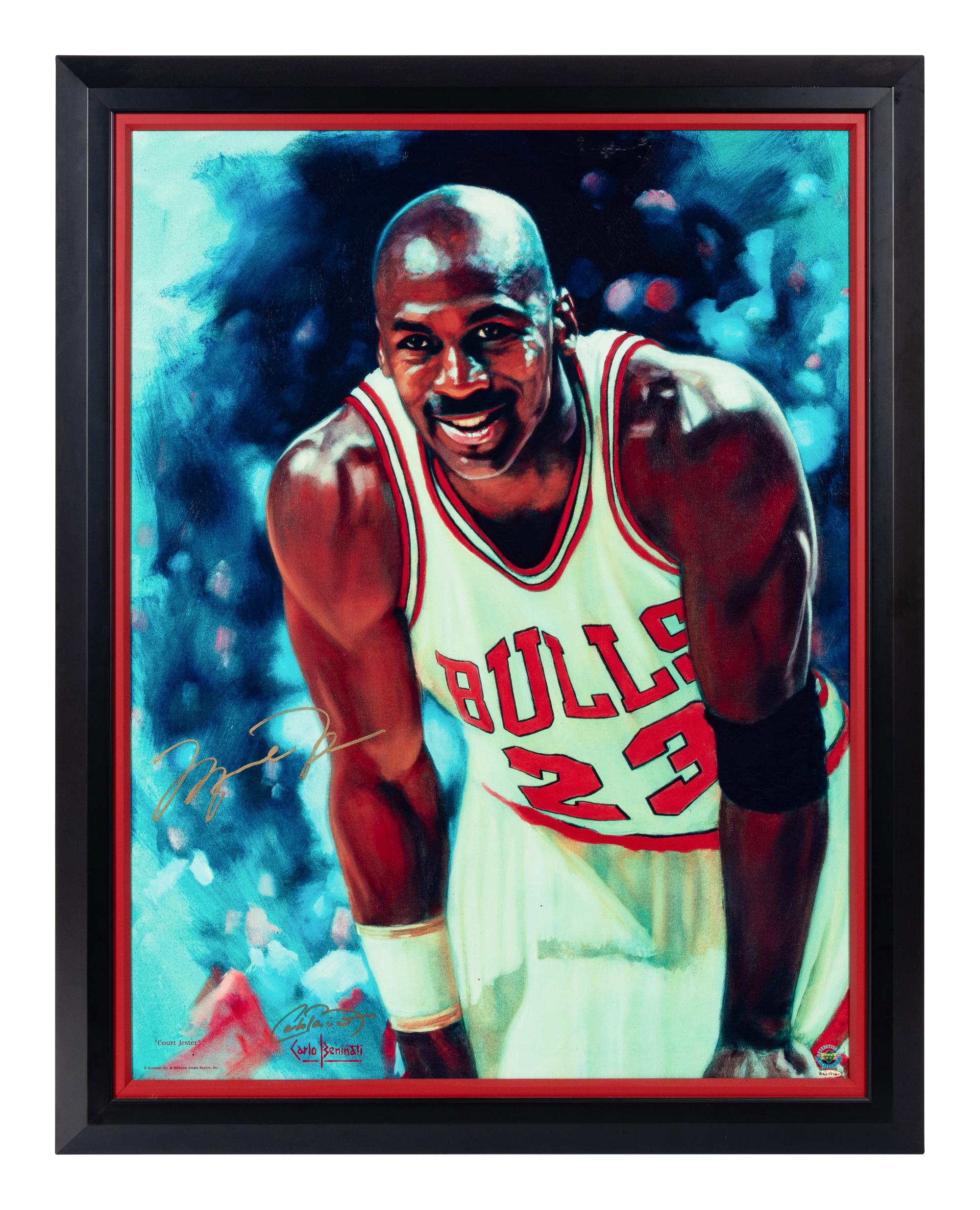 A Michael Jordan Signed Autograph Carlo Beninati "Court Jester" Giclee (Upper Deck Authenticated),