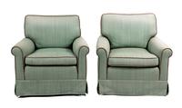 A Pair of Upholstered Armchairs Height 33 x width 32 x depth 28 inches.