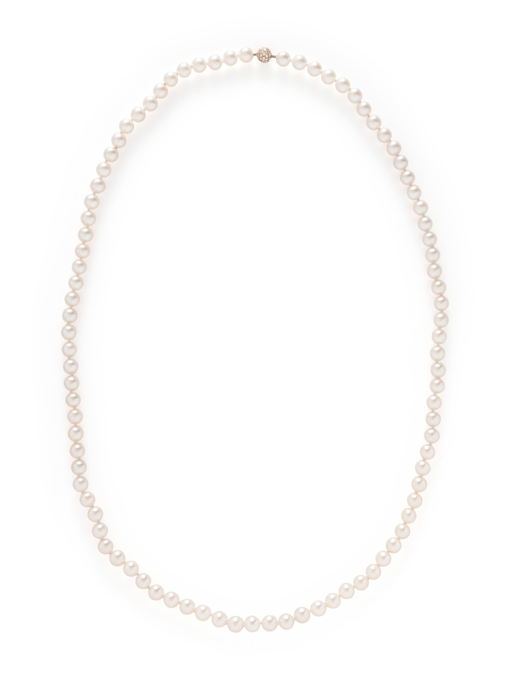 CULTURED PEARL AND DIAMOND NECKLACE
