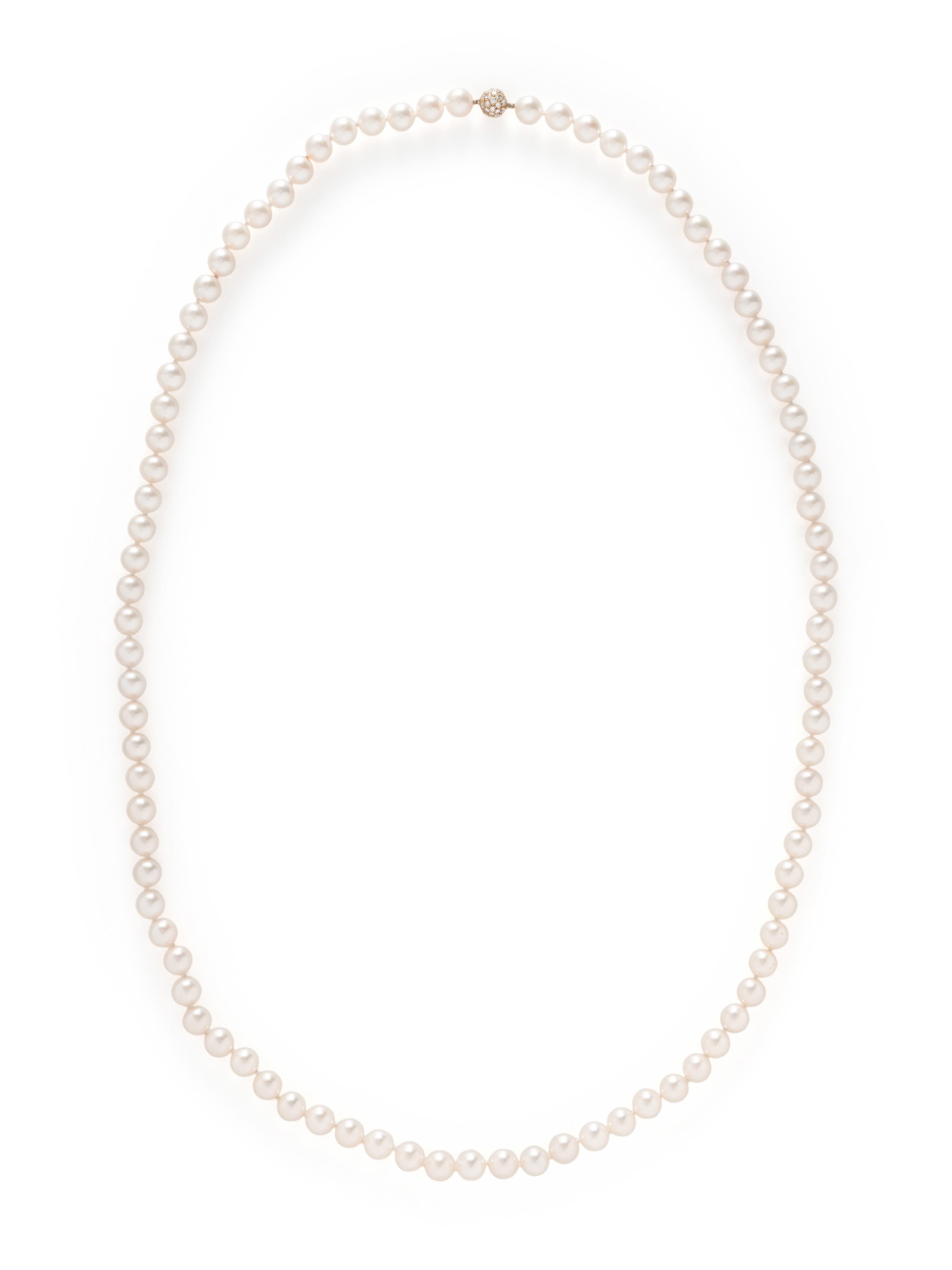 CULTURED PEARL AND DIAMOND NECKLACE