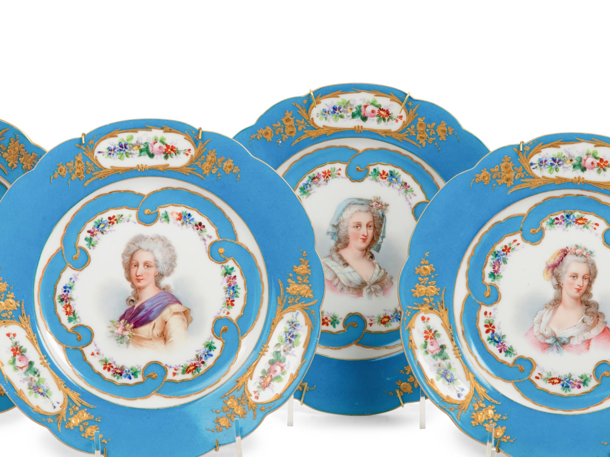 A Set of Twelve Sèvres Style Porcelain Plates