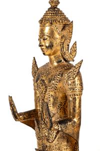 A Large Thai Gilt Bronze Figure of a Standing Deity