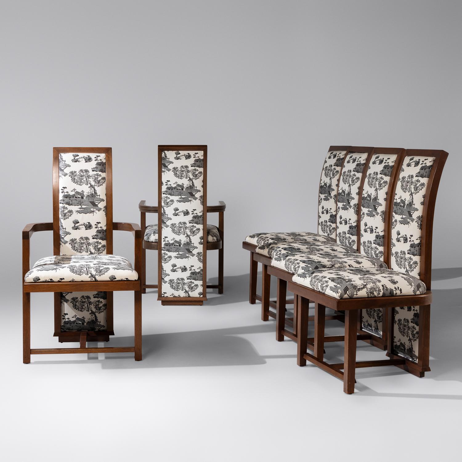 Taliesin dining chairs, set of six, c. 1955 Heritage Henredon USA